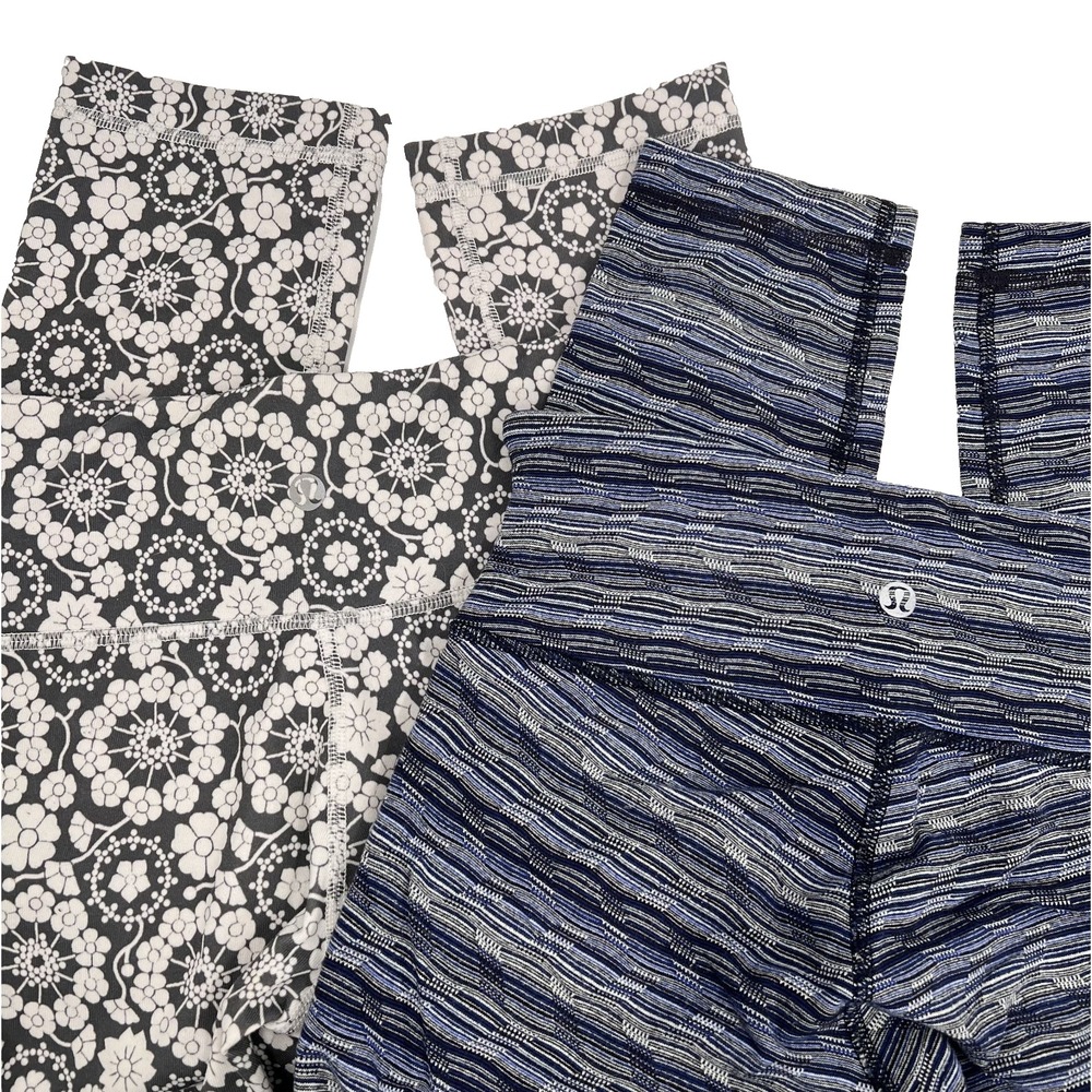 LULULEMON Women's Size 4 LOT OF 2 Printed Mid-Rise Wunder Under Cropped Leggings